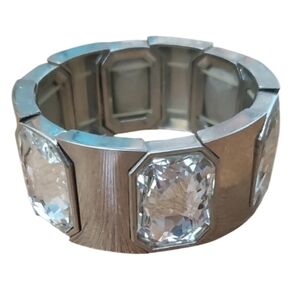 WHBM Wide‎ Adjustable Elegant Silver Crystal Bracelet
